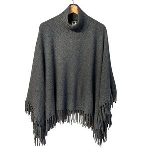 Minnie Rose Womens Cashmere Turtleneck Poncho OS Quiet Luxury Old Money Travel